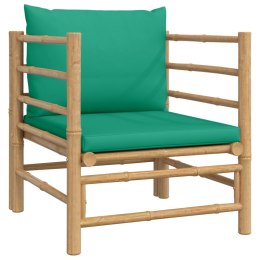 Sofa ogrodowa z zielonymi poduszkami, bambusowa Lumarko!