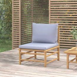 Środkowa sofa ogrodowa z jasnoszarymi poduszkami, bambusowa Lumarko!