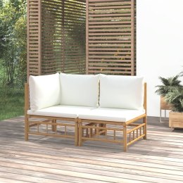 2-cz. zestaw mebli do ogrodu, kremowe poduszki, bambus Lumarko!