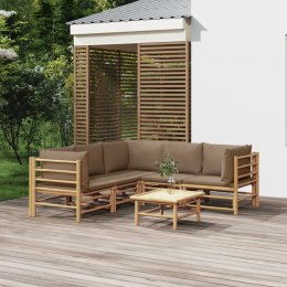 6-cz. zestaw mebli do ogrodu, poduszki w kolorze taupe, bambus Lumarko!