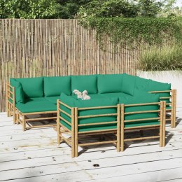 10-cz. zestaw mebli do ogrodu, zielone poduszki, bambus Lumarko!