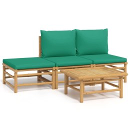 4-cz. zestaw mebli do ogrodu, zielone poduszki, bambus Lumarko!