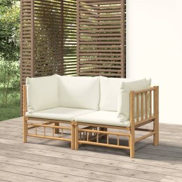Ogrodowe sofy narożne, 2 szt., kremowe poduszki, bambus Lumarko!