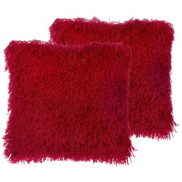 2 poduszki dekoracyjne włochacze 45 x 45 cm czerwone CIDE Lumarko!