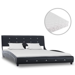 Łóżko z materacem, czarne, sztuczna skóra, 140 x 200 cm Lumarko!