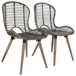Krzesła stołowe, 2 szt., brązowe, naturalny rattan Lumarko!