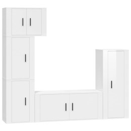 5-częściowy zestaw szafek telewizyjnych, biały z połyskiem Lumarko!