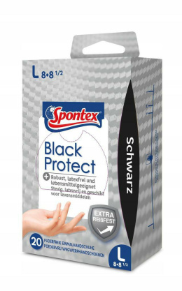 Spontex Rękawice Nitrylowe Black Protect 20szt L..