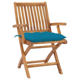 Krzesła ogrodowe, 2 szt., błękitne poduszki, drewno tekowe Lumarko!