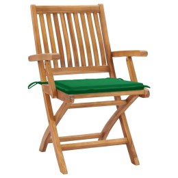 Krzesła ogrodowe, 2 szt., zielone poduszki, drewno tekowe Lumarko!