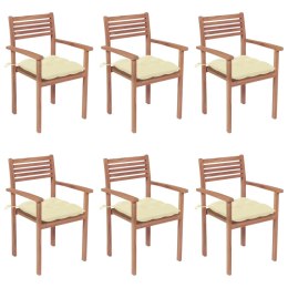 Sztaplowane krzesła ogrodowe z poduszkami, 6 szt., tekowe Lumarko!