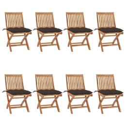 Składane krzesła ogrodowe z poduszkami, 8 szt., drewno tekowe Lumarko!