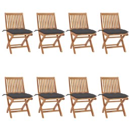Składane krzesła ogrodowe z poduszkami, 8 szt., drewno tekowe Lumarko!