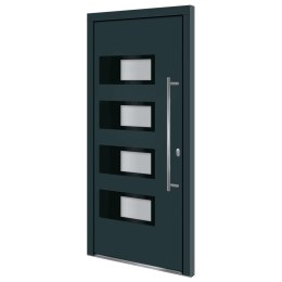 Drzwi wejściowe, antracytowe, 100x210 cm, aluminium i PVC Lumarko!