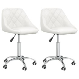 Obrotowe krzesła stołowe, 2 szt., białe, sztuczna skóra Lumarko!