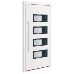 Drzwi wejściowe, białe, 100x210 cm, aluminium i PVC Lumarko!