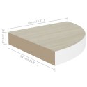 Narożna półka ścienna, dąb i biel, 35x35x3,8 cm, MDF Lumarko!