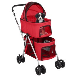 Dwupiętrowy, składany wózek dla psa, czerwony, 83x48x97 cm Lumarko!