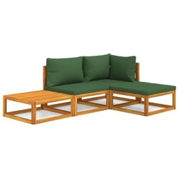 4-cz. ogrodowy zestaw wypoczynkowy, zielone poduszki, drewno Lumarko!