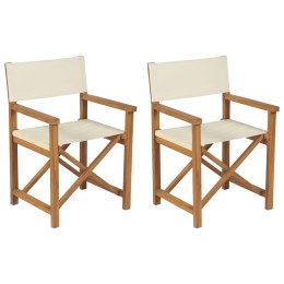 Składane krzesła reżyserskie, 2 szt., kremowe, drewno tekowe Lumarko!