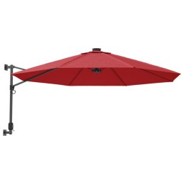 Ścienny parasol ogrodowy z LED, czerwony, 290 cm Lumarko!