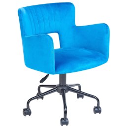 Krzesło biurowe regulowane welurowe niebieskie SANILAC Lumarko!
