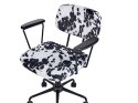 Krzesło biurowe regulowane welurowe w łaty czarno-białe ALGERITA Lumarko!