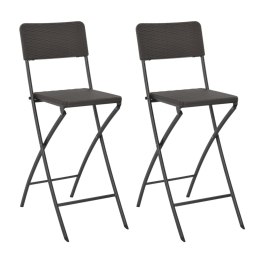 Składane krzesła, 2 szt. HDPE i stal, brązowe, rattanowy wygląd Lumarko!
