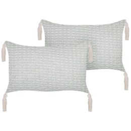 2 poduszki dekoracyjne geometryczny wzór z frędzlami 25 x 45 cm miętowe HAKONE Lumarko!