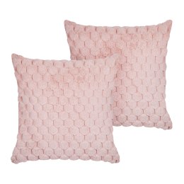 2 poduszki dekoracyjne włochacze 43 x 43 cm różowe PURSLANE Lumarko!