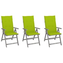 Rozkładane krzesła ogrodowe z poduszkami, 3 szt., lita akacja Lumarko!