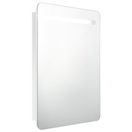 Szafka łazienkowa z lustrem i LED, biel z połyskiem 60x11x80 cm Lumarko!