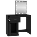 Toaletka z LED, czarna, 90x50x132,5 cm, materiał drewnopochodny Lumarko!
