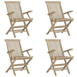 Składane krzesła ogrodowe, 4 szt., szare, 56x61x89 cm, tekowe Lumarko!