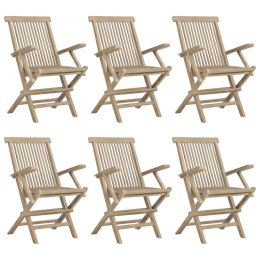 Składane krzesła ogrodowe, 6 szt., szare, 56x61x89 cm, tekowe Lumarko!