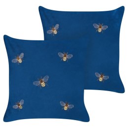 2 welurowe poduszki dekoracyjne motyw pszczół 45 x 45 cm niebieskie TALINUM Lumarko!