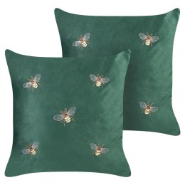 2 welurowe poduszki dekoracyjne motyw pszczół 45 x 45 cm zielone TALINUM Lumarko!