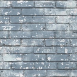 Tapeta w cegły, niebiesko-biała Lumarko