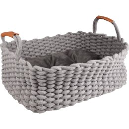 Koszyk z poduszką Enya, prostokątny, szary, 45x32x18 cm Lumarko