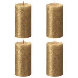 Rustykalne świece pieńkowe Shimmer, 4 szt., 130x68 mm, złote Lumarko!