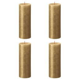 Rustykalne świece pieńkowe Shimmer, 4 szt., 190x68 mm, złote Lumarko!