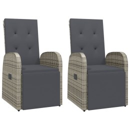 Rozkładane krzesła ogrodowe, poduszki, 2 szt., szare, rattan PE Lumarko!