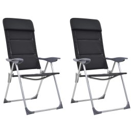 Krzesła turystyczne, 2 szt., 58x69x111 cm, aluminium, czarne2 Lumarko!