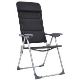 VidaXL Krzesła turystyczne, 2 szt., 58x69x111 cm, aluminium, czarne