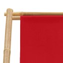 VidaXL Leżak z bambusa i czerwonego płótna