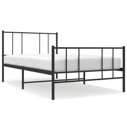 Metalowa rama łóżka z wezgłowiem i zanóżkiem, czarna, 107x203cm Lumarko!