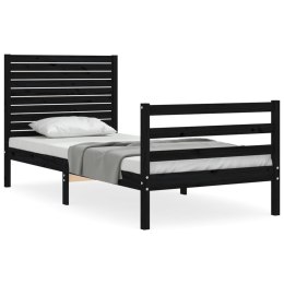 Rama łóżka z wezgłowiem, czarna, 90x200 cm, lite drewno Lumarko!