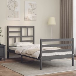 Rama łóżka z wezgłowiem, szara, 90x200 cm, lite drewno Lumarko!