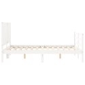 Rama łóżka z wezgłowiem, biała, 140x200 cm, lite drewno Lumarko!