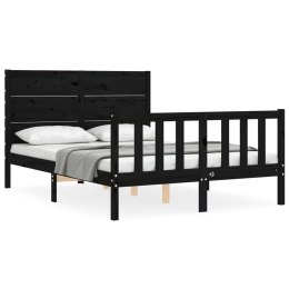 Rama łóżka z wezgłowiem, czarna, 140x190 cm, lite drewno Lumarko!